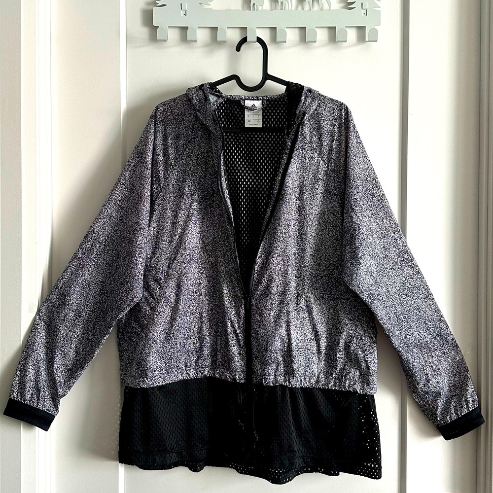 Adidas Black and Gray Utility Jacket with Elastic Cuffs